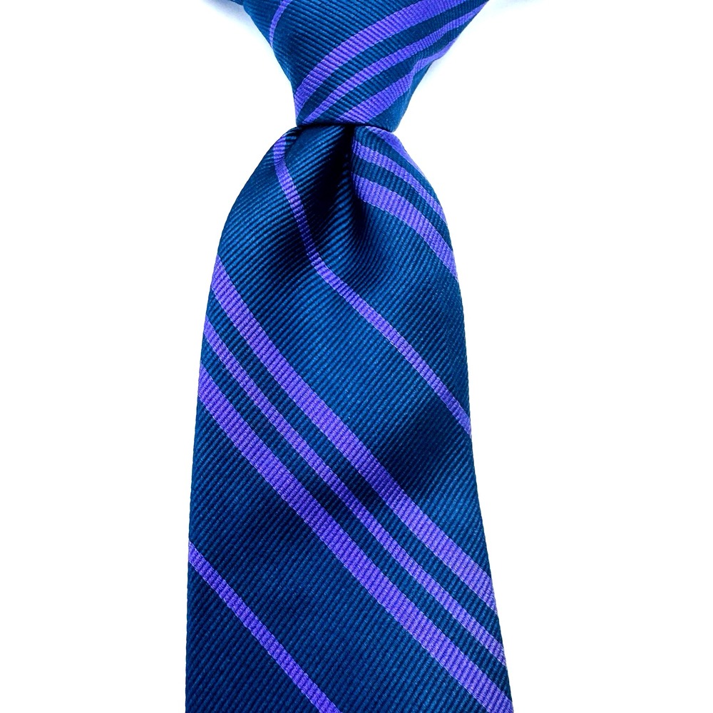 Burma Bibas Silk REPP Tie Men Purple Stripe 59x3 NWT